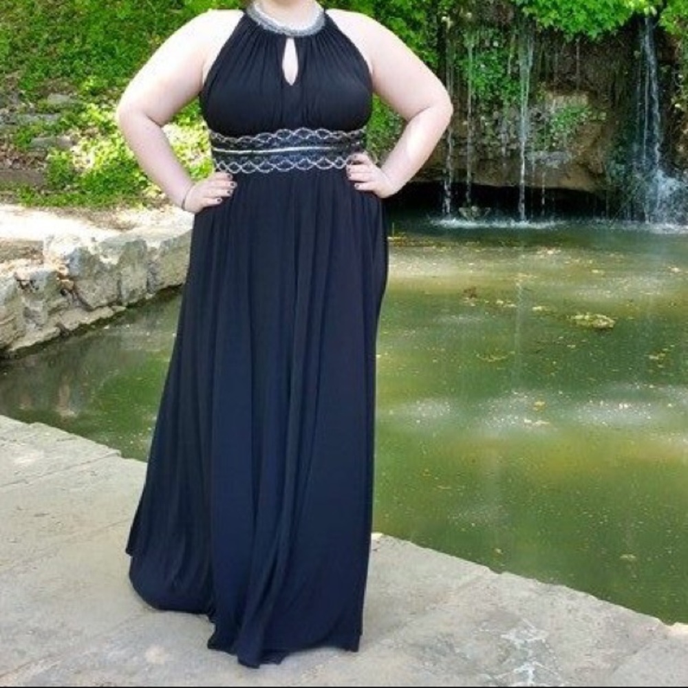 Davids bridal black jeweled prom dress